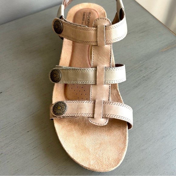 Rockport Cobb Hill Leather Strappy Wedge Sandal Sz10N Beige Neutral Arch Support - Picture 10 of 15
